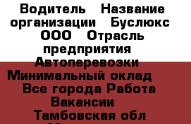 Водитель › Название организации ­ Буслюкс, ООО › Отрасль предприятия ­ Автоперевозки › Минимальный оклад ­ 1 - Все города Работа » Вакансии   . Тамбовская обл.,Моршанск г.